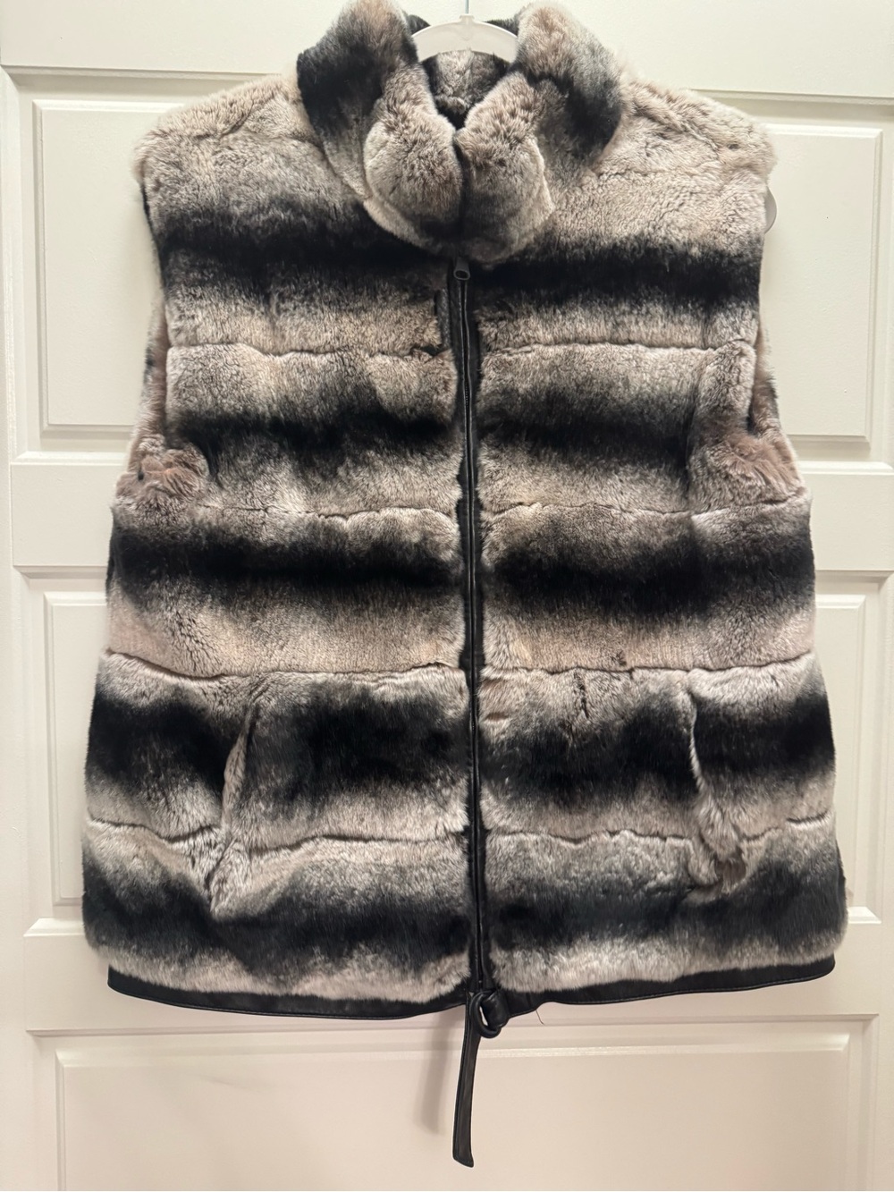 Adrienne Landau Chinchilla dyed fur vest 90% wool and 10% cashmere